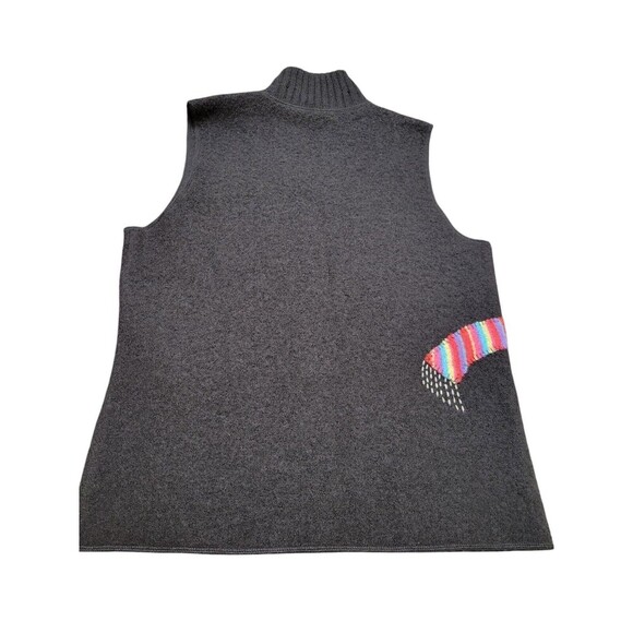 Coldwater Creek Breezy Evenings Cat 100% Wool Zip Vest S Colorful/Winter E24 - Picture 5 of 13